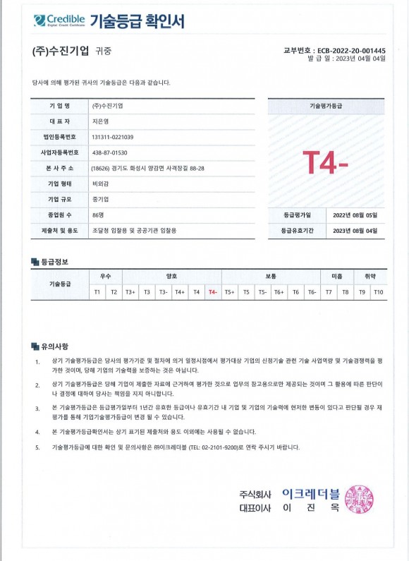 기술등급 확인서 (2023.04)
